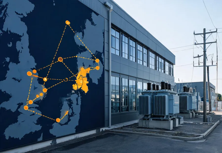 Acme Transformer support office and distribution map