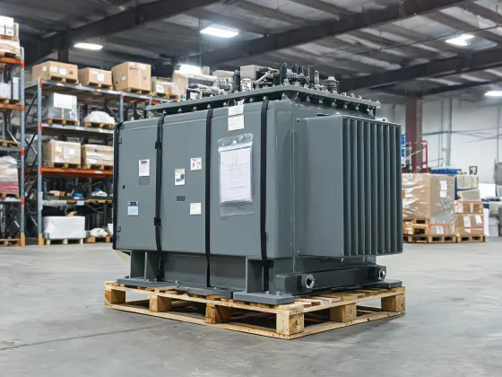 Packed industrial transformer shipment